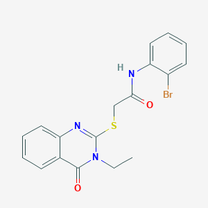 molecular formula C18H16BrN3O2S B3125901 N-(2-bromophenyl)-2-[(3-ethyl-4-oxo-3,4-dihydroquinazolin-2-yl)sulfanyl]acetamide CAS No. 329929-13-7