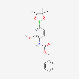 molecular formula C21H26BNO5 B3126034 benzyl N-[2-methoxy-4-(4,4,5,5-tetramethyl-1,3,2-dioxaborolan-2-yl)phenyl]carbamate CAS No. 330792-80-8