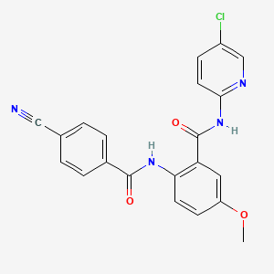 molecular formula C21H15ClN4O3 B3126046 N-(5-chloropyridin-2-yl)-2-(4-cyanobenzamido)-5-methoxybenzamide CAS No. 330942-01-3