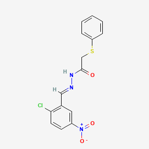 molecular formula C15H12ClN3O3S B3126135 N'-[(E)-(2-chloro-5-nitrophenyl)methylidene]-2-(phenylsulfanyl)acetohydrazide CAS No. 331460-62-9
