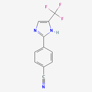 molecular formula C11H6F3N3 B3126509 Benzonitrile, 4-[5-(trifluoromethyl)-1H-imidazol-2-yl]- CAS No. 33469-11-3