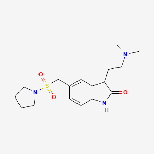 molecular formula C17H25N3O3S B3126548 2H-吲哚-2-酮，3-[2-(二甲氨基)乙基]-1,3-二氢-5-[(1-吡咯烷基磺酰基)甲基]- CAS No. 334981-13-4