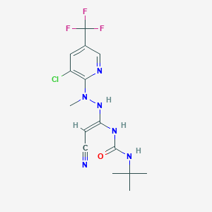 molecular formula C15H18ClF3N6O B3126777 1-叔丁基-3-[(E)-1-[2-[3-氯-5-(三氟甲基)吡啶-2-基]-2-甲基肼基]-2-氰基乙烯基]脲 CAS No. 337920-18-0