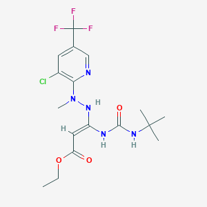molecular formula C17H23ClF3N5O3 B3126782 ethyl (E)-3-(tert-butylcarbamoylamino)-3-[2-[3-chloro-5-(trifluoromethyl)pyridin-2-yl]-2-methylhydrazinyl]prop-2-enoate CAS No. 337920-29-3