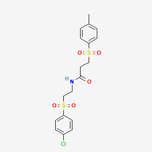 molecular formula C18H20ClNO5S2 B3126820 N-{2-[(4-chlorophenyl)sulfonyl]ethyl}-3-[(4-methylphenyl)sulfonyl]propanamide CAS No. 337923-27-0