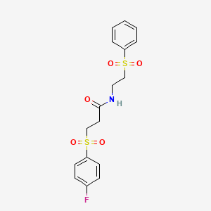 molecular formula C17H18FNO5S2 B3126822 3-[(4-fluorophenyl)sulfonyl]-N-[2-(phenylsulfonyl)ethyl]propanamide CAS No. 337923-49-6