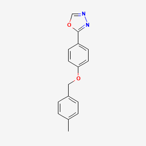 molecular formula C16H14N2O2 B3126916 2-{4-[(4-Methylphenyl)methoxy]phenyl}-1,3,4-oxadiazole CAS No. 338393-69-4