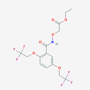 molecular formula C15H15F6NO6 B3126965 Ethyl2-(((2,5-bis(2,2,2-trifluoroethoxy)benzoyl)amino)oxy)acetate CAS No. 338395-03-2