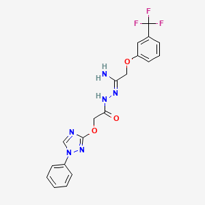 molecular formula C19H17F3N6O3 B3126979 2-[(1-phenyl-1H-1,2,4-triazol-3-yl)oxy]-N'-{2-[3-(trifluoromethyl)phenoxy]ethanimidoyl}acetohydrazide CAS No. 338395-53-2
