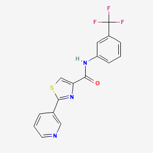molecular formula C16H10F3N3OS B3127019 2-(3-pyridinyl)-N-[3-(trifluoromethyl)phenyl]-1,3-thiazole-4-carboxamide CAS No. 338397-00-5