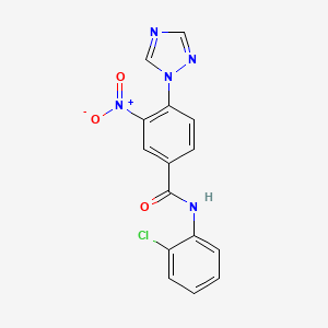 molecular formula C15H10ClN5O3 B3127040 N-(2-chlorophenyl)-3-nitro-4-(1H-1,2,4-triazol-1-yl)benzenecarboxamide CAS No. 338397-13-0