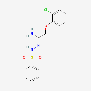 molecular formula C14H14ClN3O3S B3127050 N'-[2-(2-氯苯氧基)乙酰亚胺基]苯磺酰肼 CAS No. 338397-42-5