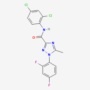 molecular formula C16H10Cl2F2N4O B3127075 N-(2,4-dichlorophenyl)-1-(2,4-difluorophenyl)-5-methyl-1H-1,2,4-triazole-3-carboxamide CAS No. 338397-98-1