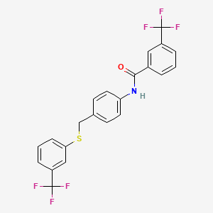 molecular formula C22H15F6NOS B3127097 3-(trifluoromethyl)-N-[4-[[3-(trifluoromethyl)phenyl]sulfanylmethyl]phenyl]benzamide CAS No. 338398-59-7