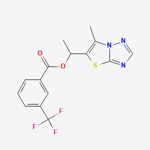 molecular formula C15H12F3N3O2S B3127165 1-(6-Methyl[1,3]thiazolo[3,2-b][1,2,4]triazol-5-yl)ethyl 3-(trifluoromethyl)benzenecarboxylate CAS No. 338401-77-7
