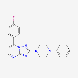molecular formula C21H19FN6 B3127175 7-(4-Fluorophenyl)-2-(4-phenylpiperazino)[1,2,4]triazolo[1,5-a]pyrimidine CAS No. 338403-72-8