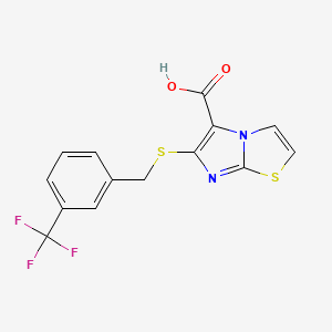 molecular formula C14H9F3N2O2S2 B3127190 6-{[3-(Trifluoromethyl)benzyl]sulfanyl}imidazo[2,1-b][1,3]thiazole-5-carboxylic acid CAS No. 338404-75-4