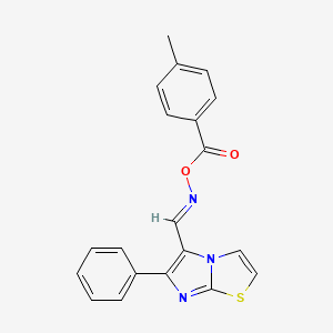 molecular formula C20H15N3O2S B3127192 5-({[(4-Methylbenzoyl)oxy]imino}methyl)-6-phenylimidazo[2,1-b][1,3]thiazole CAS No. 338404-85-6
