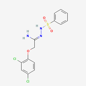 molecular formula C14H13Cl2N3O3S B3127198 N'-[2-(2,4-dichlorophenoxy)ethanimidoyl]benzenesulfonohydrazide CAS No. 338405-07-5
