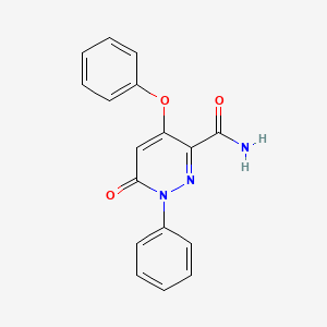 molecular formula C17H13N3O3 B3127202 6-Oxo-4-phenoxy-1-phenyl-1,6-dihydro-3-pyridazinecarboxamide CAS No. 338405-11-1
