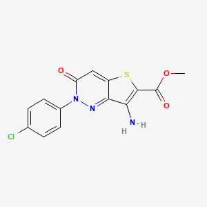 molecular formula C14H10ClN3O3S B3127207 Methyl 7-amino-2-(4-chlorophenyl)-3-oxo-2,3-dihydrothieno[3,2-c]pyridazine-6-carboxylate CAS No. 338405-14-4