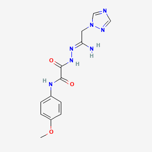molecular formula C13H15N7O3 B3127215 N-(4-methoxyphenyl)-2-oxo-2-{2-[2-(1H-1,2,4-triazol-1-yl)ethanimidoyl]hydrazino}acetamide CAS No. 338405-28-0