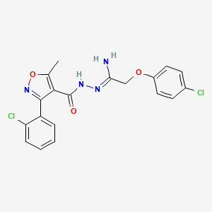 molecular formula C19H16Cl2N4O3 B3127222 N'-[2-(4-氯苯氧基)乙酰亚氨基]-3-(2-氯苯基)-5-甲基-4-异恶唑甲酰肼 CAS No. 338405-56-4