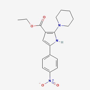 molecular formula C18H21N3O4 B3127234 5-(4-硝基苯基)-2-哌啶基-1H-吡咯-3-羧酸乙酯 CAS No. 338406-28-3