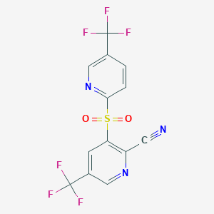 molecular formula C13H5F6N3O2S B3127240 5-(Trifluoromethyl)-3-{[5-(trifluoromethyl)-2-pyridinyl]sulfonyl}-2-pyridinecarbonitrile CAS No. 338406-94-3