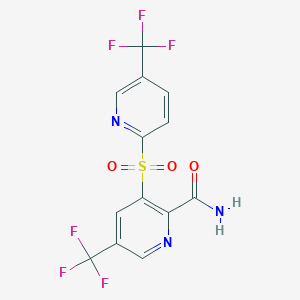 molecular formula C13H7F6N3O3S B3127241 5-(Trifluoromethyl)-3-{[5-(trifluoromethyl)-2-pyridinyl]sulfonyl}-2-pyridinecarboxamide CAS No. 338407-08-2