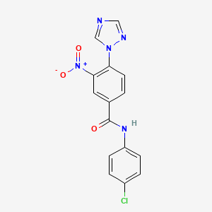 molecular formula C15H10ClN5O3 B3127257 N-(4-氯苯基)-3-硝基-4-(1H-1,2,4-三唑-1-基)苯甲酰胺 CAS No. 338407-86-6