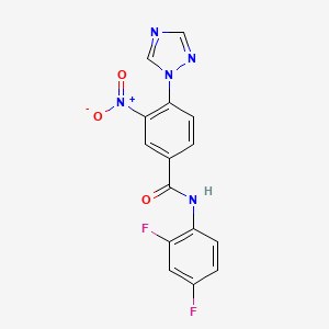 molecular formula C15H9F2N5O3 B3127262 N-(2,4-difluorophenyl)-3-nitro-4-(1H-1,2,4-triazol-1-yl)benzenecarboxamide CAS No. 338407-88-8