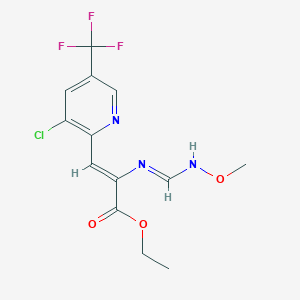molecular formula C13H13ClF3N3O3 B3127335 Ethyl 3-(3-chloro-5-(trifluoromethyl)-2-pyridinyl)-2-(((methoxyimino)methyl)amino)acrylate CAS No. 338410-43-8