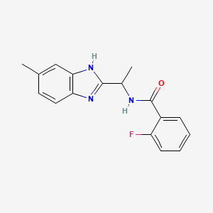 2-Fluoro-N-(1-(5-methyl-1H-1,3-benzimidazol-2-yl)ethyl)benzenecarboxamide