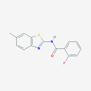 molecular formula C15H11FN2OS B312735 2-Fluoro-N-(6-methyl-benzothiazol-2-yl)-benzamide 