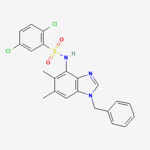molecular formula C22H19Cl2N3O2S B3127351 N-(1-benzyl-5,6-dimethyl-1H-1,3-benzimidazol-4-yl)-2,5-dichlorobenzenesulfonamide CAS No. 338410-79-0