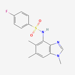 molecular formula C16H16FN3O2S B3127359 4-fluoro-N-(1,5,6-trimethyl-1H-1,3-benzimidazol-4-yl)benzenesulfonamide CAS No. 338410-92-7