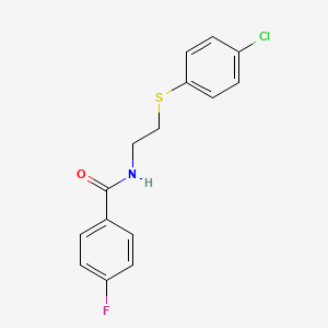 molecular formula C15H13ClFNOS B3127366 N-(2-((4-Chlorophenyl)sulfanyl)ethyl)-4-fluorobenzenecarboxamide CAS No. 338411-66-8