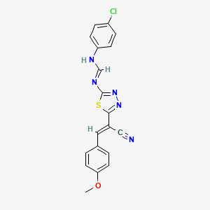 N-(4-chlorophenyl)-N'-{5-[1-cyano-2-(4-methoxyphenyl)vinyl]-1,3,4-thiadiazol-2-yl}iminoformamide