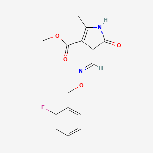 molecular formula C15H15FN2O4 B3127389 Methyl 4-((((2-fluorobenzyl)oxy)imino)methyl)-2-methyl-5-oxo-4,5-dihydro-1H-pyrrole-3-carboxylate CAS No. 338413-22-2