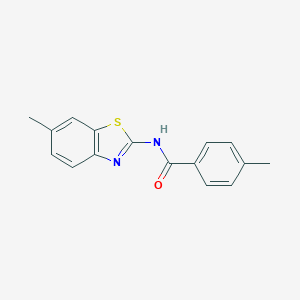 molecular formula C16H14N2OS B312739 4-methyl-N-(6-methyl-1,3-benzothiazol-2-yl)benzamide 