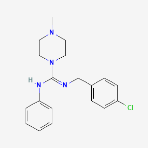 molecular formula C19H23ClN4 B3127412 N-(4-chlorobenzyl)-4-methyl-N'-phenyltetrahydro-1(2H)-pyrazinecarboximidamide CAS No. 338414-76-9