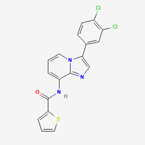 molecular formula C18H11Cl2N3OS B3127438 N-[3-(3,4-dichlorophenyl)imidazo[1,2-a]pyridin-8-yl]thiophene-2-carboxamide CAS No. 338415-24-0