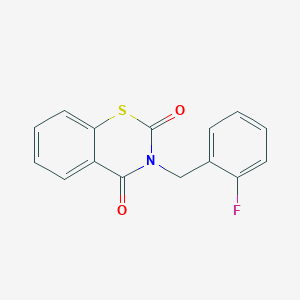 molecular formula C15H10FNO2S B3127453 3-(2-fluorobenzyl)-2H-1,3-benzothiazine-2,4(3H)-dione CAS No. 338415-41-1