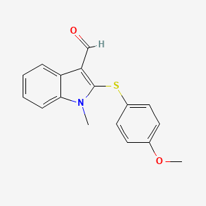 molecular formula C17H15NO2S B3127464 2-[(4-methoxyphenyl)sulfanyl]-1-methyl-1H-indole-3-carbaldehyde CAS No. 338416-54-9