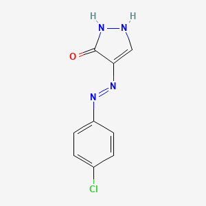 molecular formula C9H7ClN4O B3127468 1H-吡唑-4,5-二酮 4-[N-(4-氯苯基)腙] CAS No. 338416-61-8