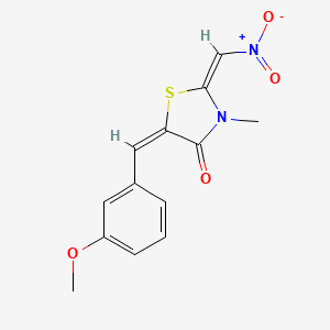 molecular formula C13H12N2O4S B3127490 5-[(3-甲氧基苯基)亚甲基]-3-甲基-2-(硝基亚甲基)-1,3-噻唑烷-4-酮 CAS No. 338417-46-2