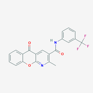 molecular formula C21H13F3N2O3 B3127499 2-methyl-5-oxo-N-[3-(trifluoromethyl)phenyl]-5H-chromeno[2,3-b]pyridine-3-carboxamide CAS No. 338417-58-6