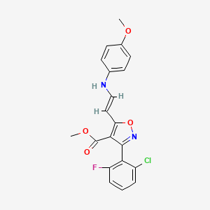 molecular formula C20H16ClFN2O4 B3127506 3-(2-氯-6-氟苯基)-5-[2-(4-甲氧基苯胺基)乙烯基]-4-异恶唑甲酸甲酯 CAS No. 338417-64-4