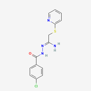molecular formula C14H13ClN4OS B3127540 N'-(4-chlorobenzoyl)-2-(2-pyridinylsulfanyl)ethanehydrazonamide CAS No. 338418-72-7